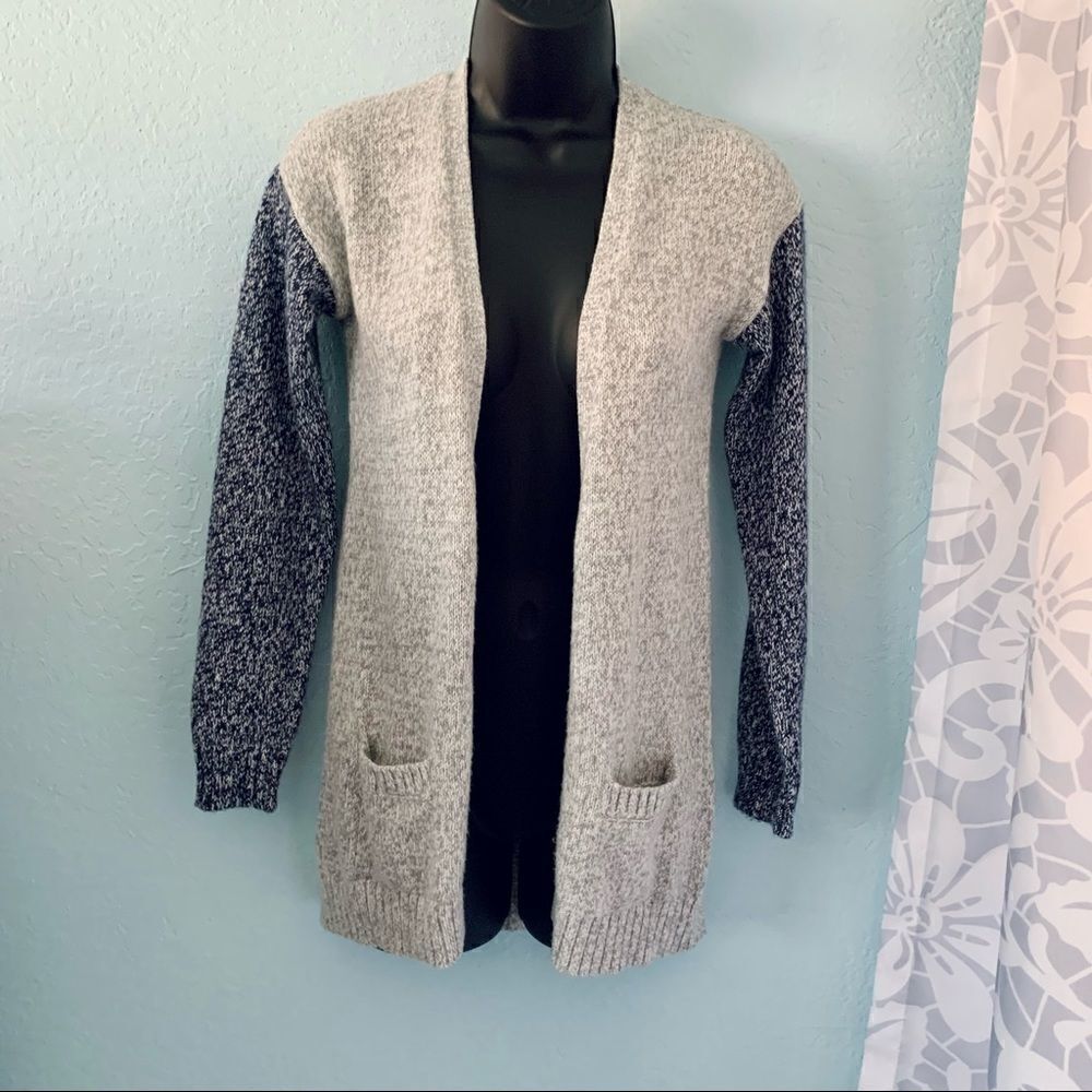 Love Crazy Gray & Blue Cardigan Sweater Size Medium